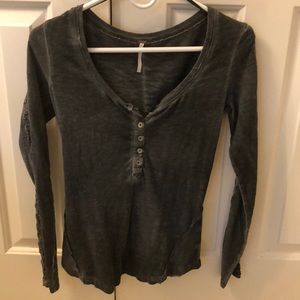 Free People Lace sleeve henley top